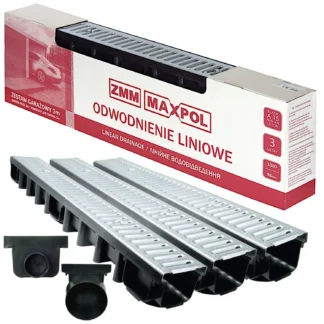 Odpływ liniowy do garażu 3m Stalowa Krata A15 Komplet do 1,5 Tony MAX-DRAIN 01738-1 ZMM Maxpol