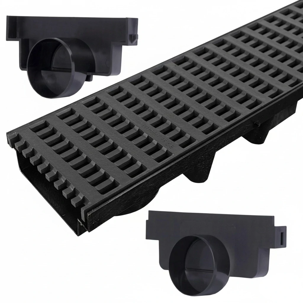 ZMM Maxpol Odpływ liniowy do Garażu 5m Krata GRID Grafit PVC 63x131mm B125 do 12,5Tony 44025M