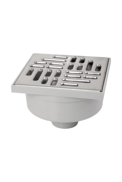 ZMM Maxpol Kratka odpływowa 15×15 Stal - wpust podłogowy, Ø50 prosty, wys. 124 mm 02157
