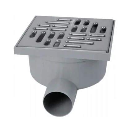 ZMM Maxpol Kratka odpływowa 15×15 Stal - wpust podłogowy, Ø50 boczny, wys. 130 mm 02163