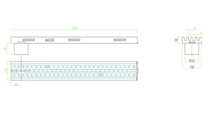 Odwodnienie grzebieniowe ACO Multislot 150 Szary z króćcem H5 cm