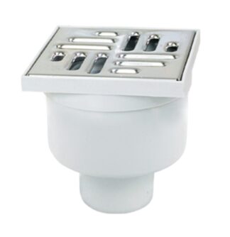 ZMM Maxpol Kratka odpływowa 10×10 Stal - wpust podłogowy, Ø50 prosty, wys. 118 mm 02155