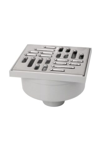 ZMM Maxpol Kratka odpływowa 15×15 Stal - wpust podłogowy, Ø50 prosty, wys. 124 mm 02157